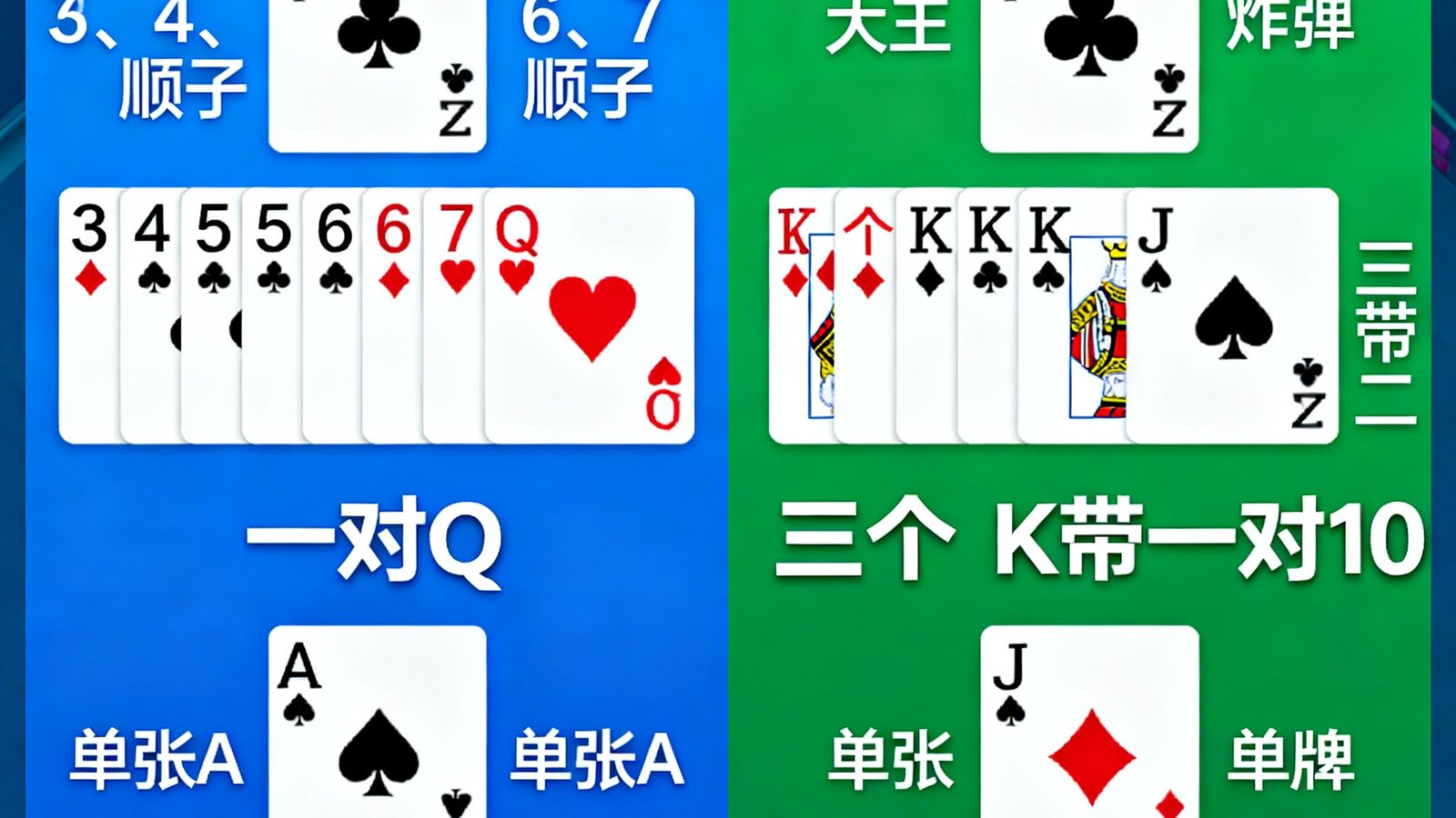 斗地主残局牌面，农民与地主剩余牌型拆解