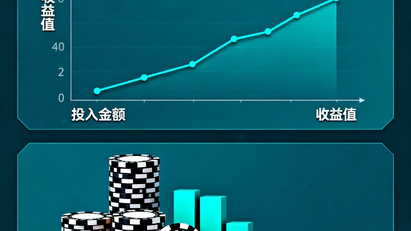 折线图与筹码堆叠显示投入收益关系及风险系数